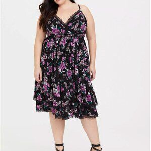 GUC Midi Challis Surplice Skater Dress